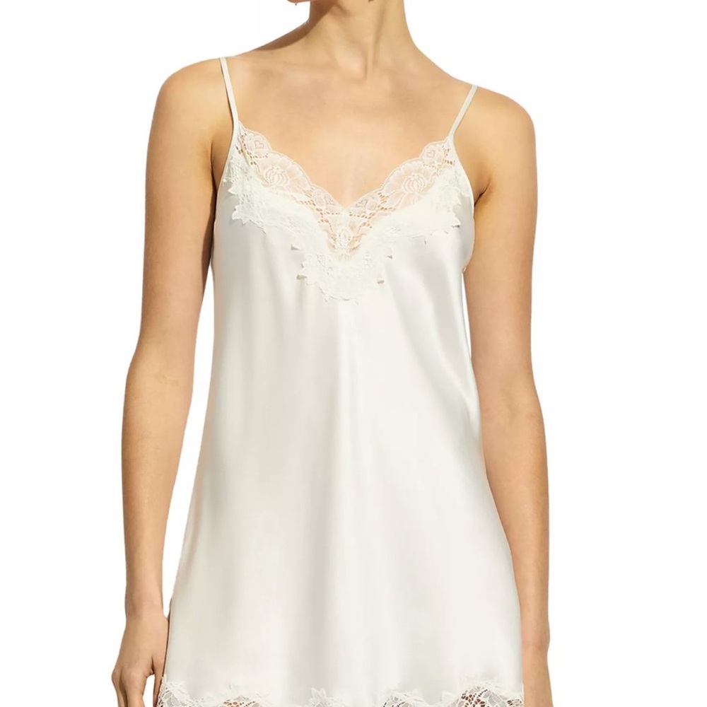 NWT Ginia Silk Ivory Lace-Trimmed Chemise